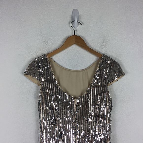 NWT Lulus Star Appeal Silver Rose Gold Sequin Bodycon Mini Dress Medium - Picture 14 of 16